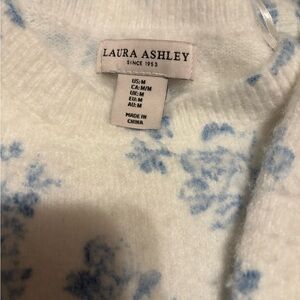 Laura Ashley Cream and Blue Floral Sweater